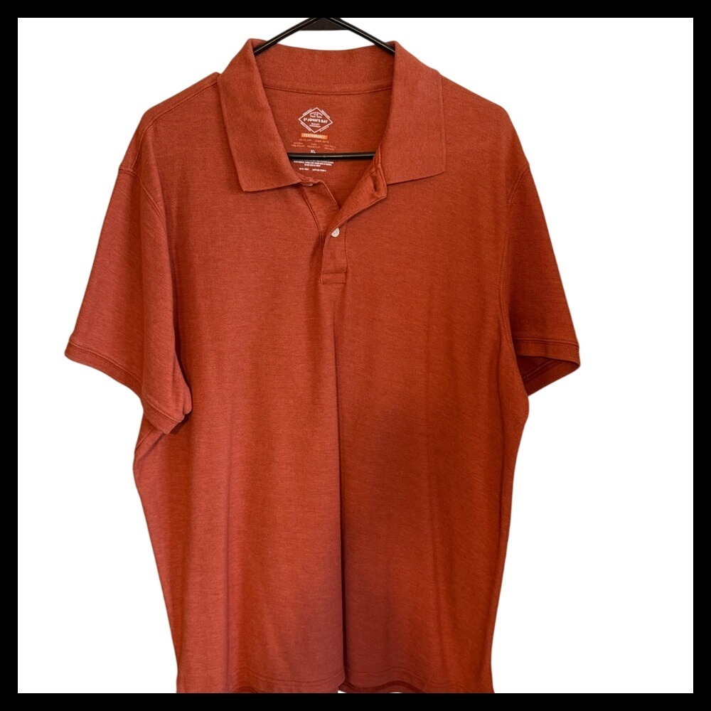 St Johns Bay Mens Polo Shirt XL Short‎ Sleeve Rust Performance Knit Top